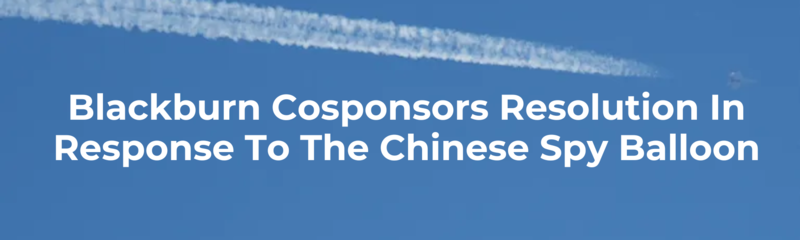 Senator Blackburn cosponsors a resolution condemning Communist China’s use of a surveillance balloon over United States territory as a brazen violation of our sovereignty.